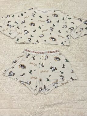 American Eagle x Peanuts Snoopy Western "Yeehaw" Plush PJ Set - XS
